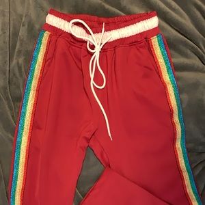 Red jogger pants